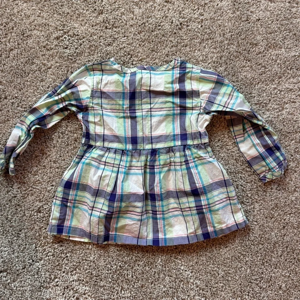Carter’s Baby Girl Plaid Long-Sleeve Shirt Dress - Size 12 Months